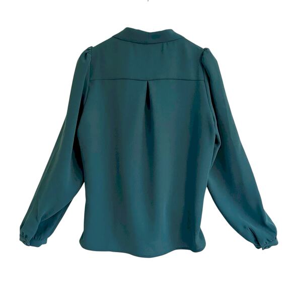 Sezane Abelia Blouse Bottle Green Sz 40 (US Large) Surplice - Picture 2 of 6